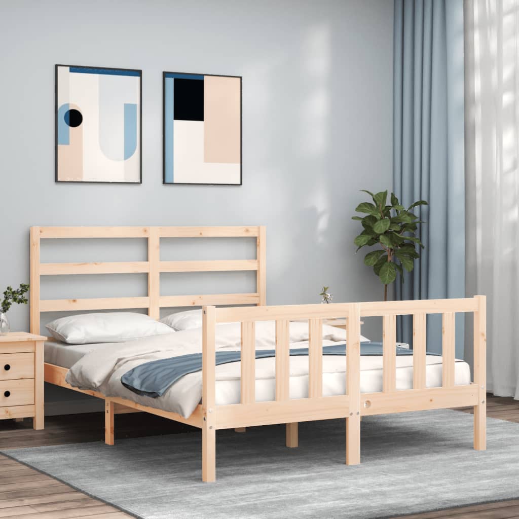 Vetonek Estructura de cama sin colchón madera maciza de pino 140x190 cm