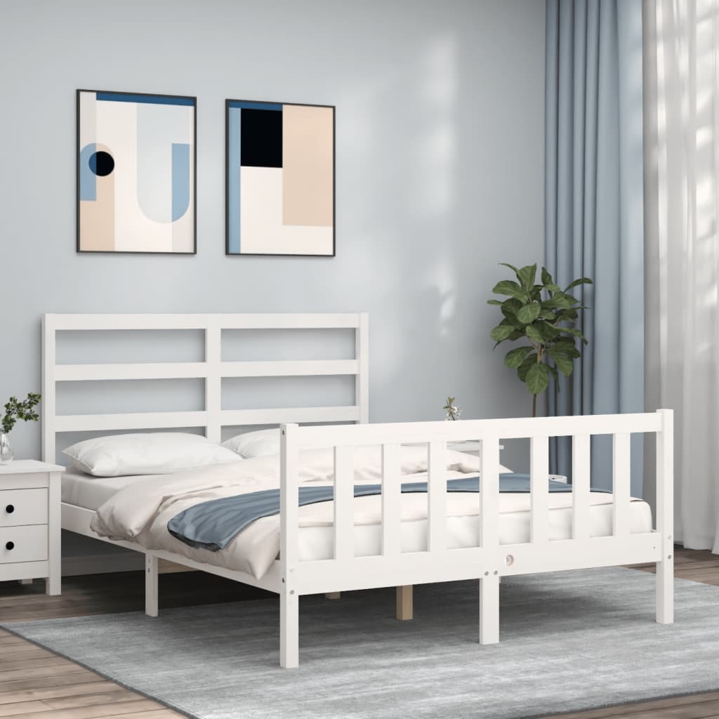 Vetonek Estructura de cama sin colchón madera de pino blanca 140x190 cm