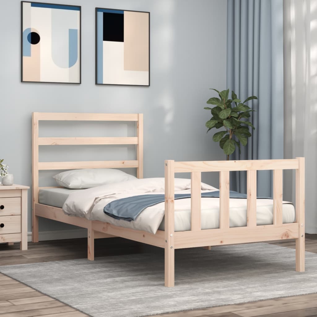 Vetonek Estructura de cama sin colchón madera maciza de pino 90x200 cm