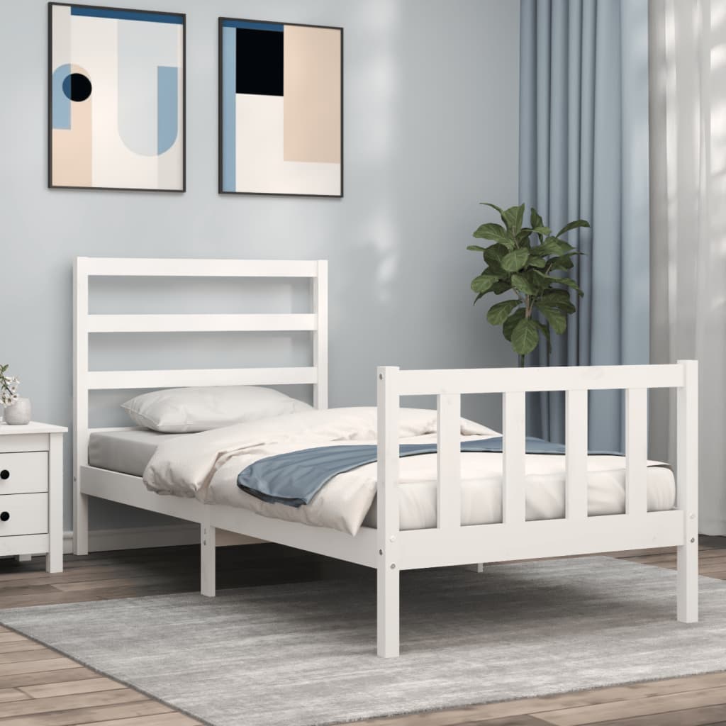 Vetonek Estructura de cama sin colchón madera de pino blanca 90x200 cm