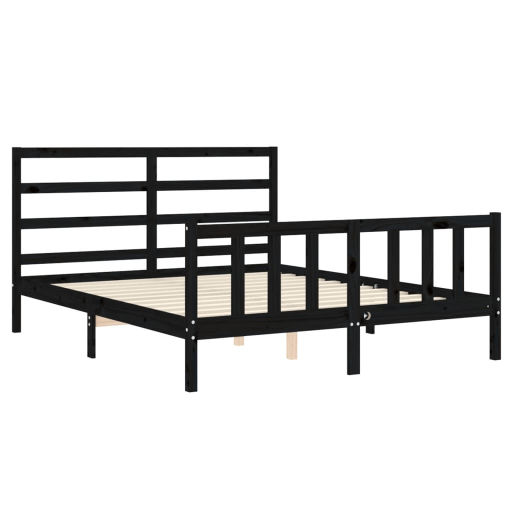 Estructura cama de matrimonio con cabecero madera maciza negro vidaXL