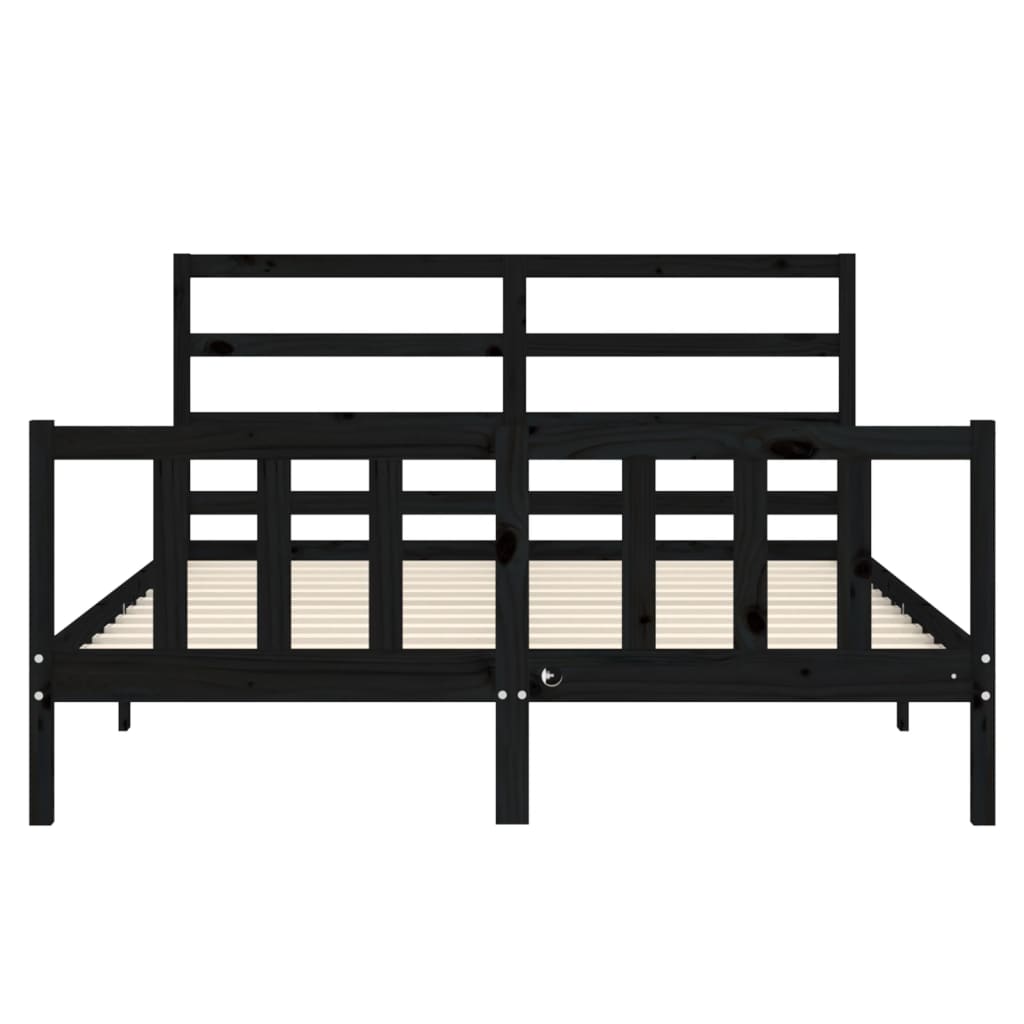 Estructura cama de matrimonio con cabecero madera maciza negro vidaXL