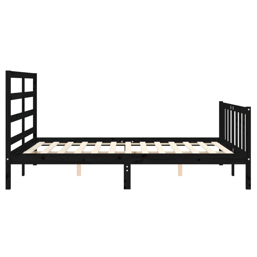 Estructura cama de matrimonio con cabecero madera maciza negro vidaXL