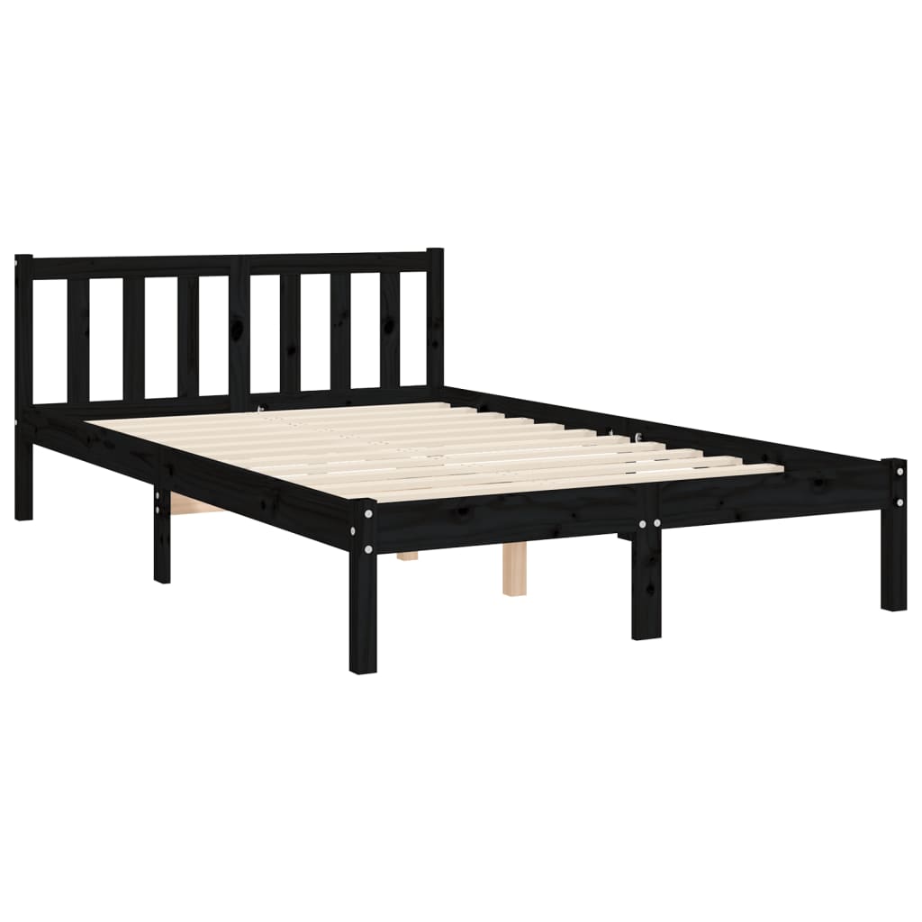 Estructura cama de matrimonio con cabecero madera maciza negro vidaXL