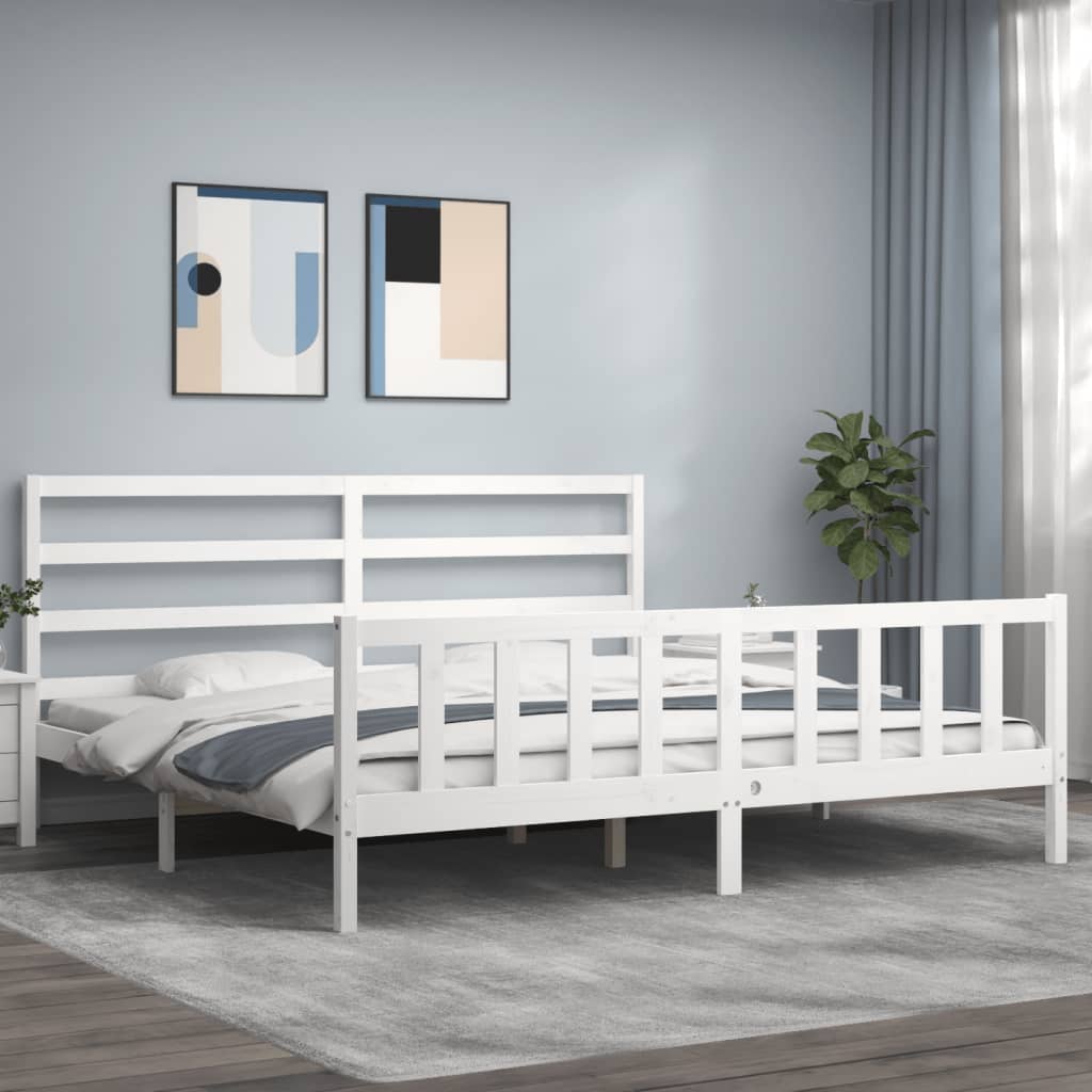 Vetonek Estructura de cama sin colchón madera maciza blanca 200x200 cm