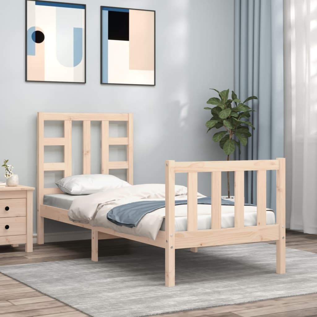 Vetonek Estructura de cama individual con cabecero madera maciza