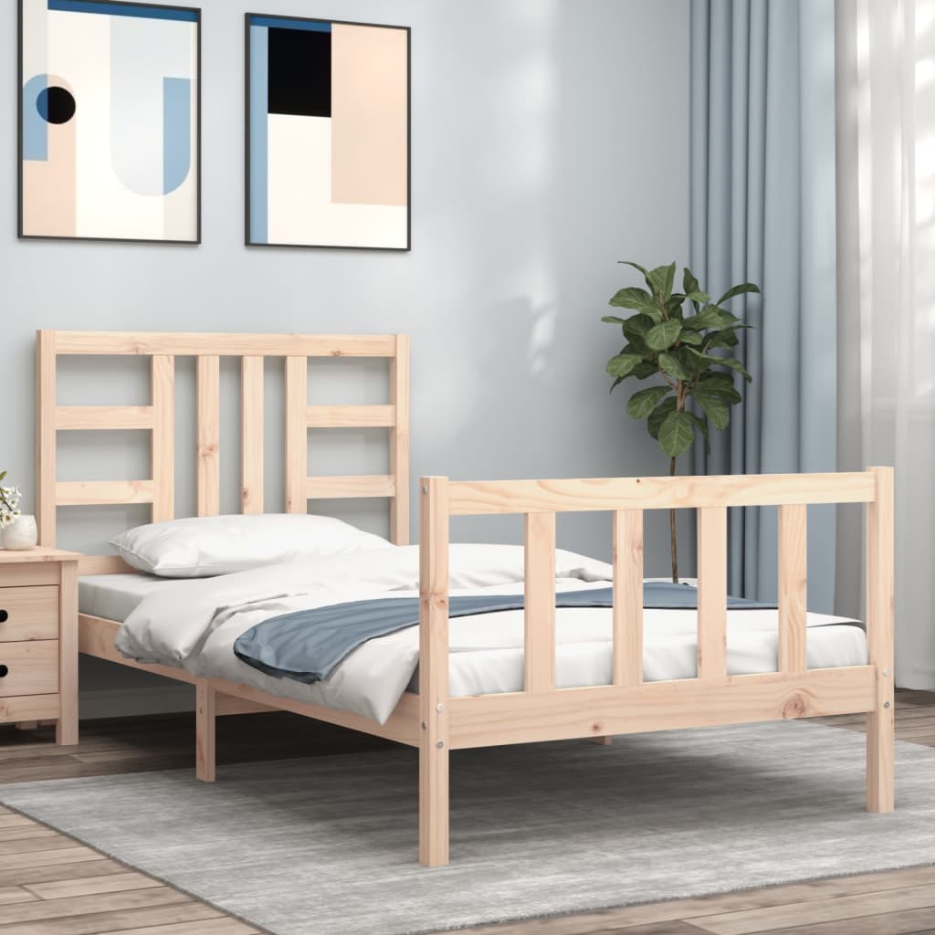 Vetonek Estructura de cama sin colchón madera maciza de pino 90x190 cm