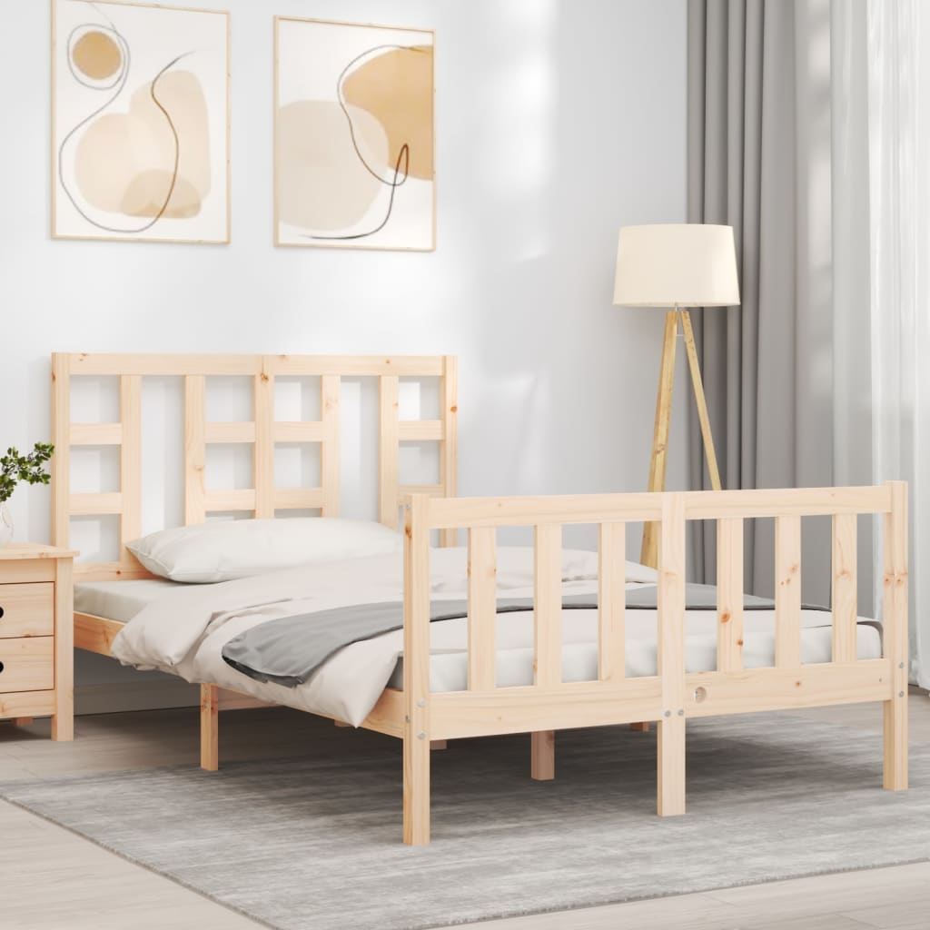 Estructura de cama de matrimonio con cabecero madera maciza vidaXL