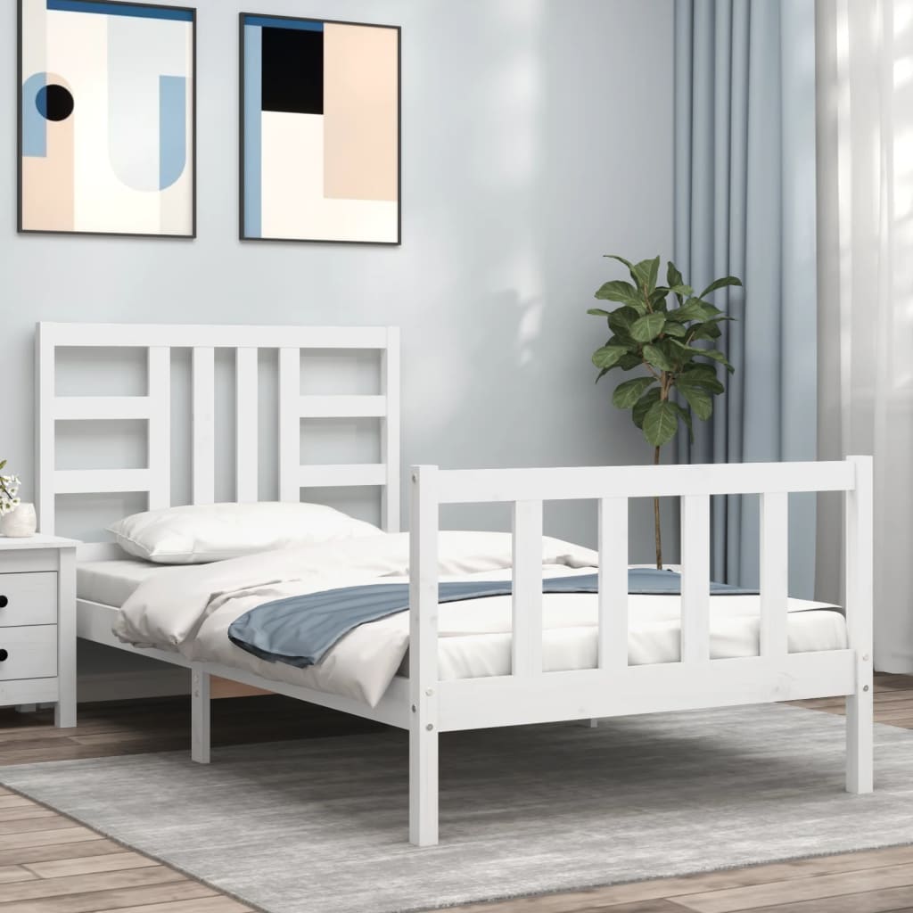 Vetonek Estructura de cama sin colchón madera de pino blanca 90x200 cm