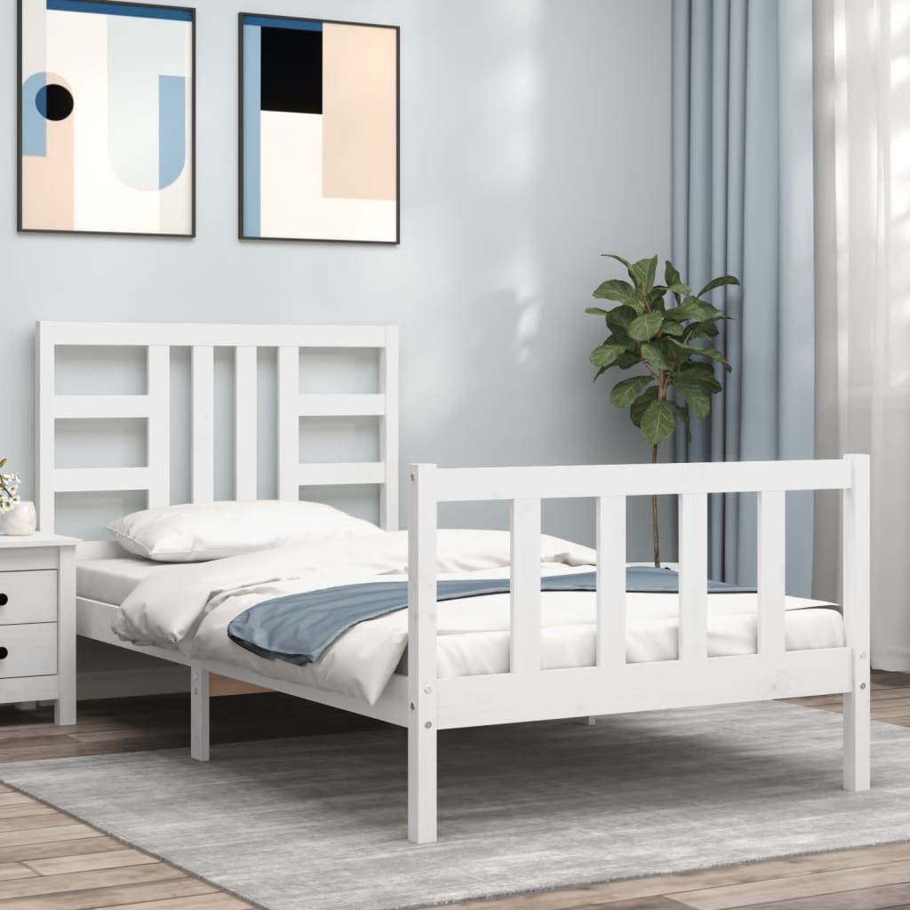 Vetonek Estructura cama sin colchón madera maciza pino blanca 100x200cm