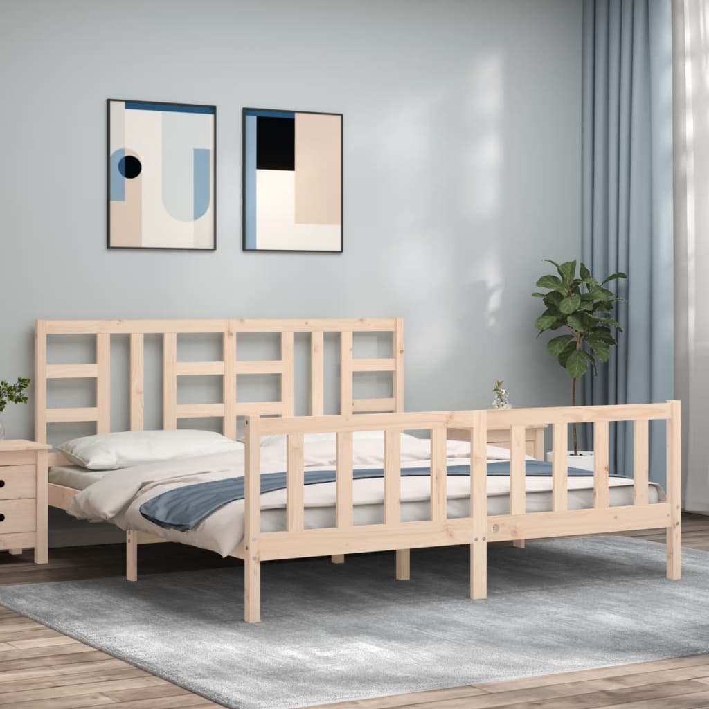 Vetonek Estructura de cama con cabecero madera maciza 180x200 cm