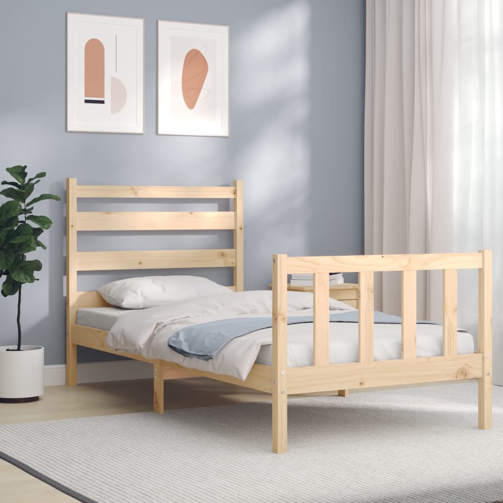 Vetonek Estructura de cama sin colchón madera maciza de pino 90x190 cm