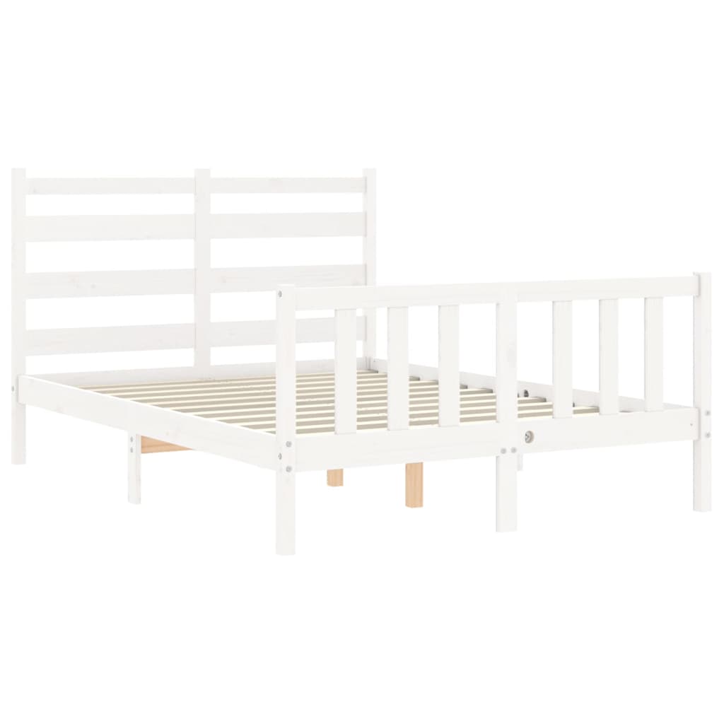 Estructura cama de matrimonio con cabecero madera maciza blanco vidaXL