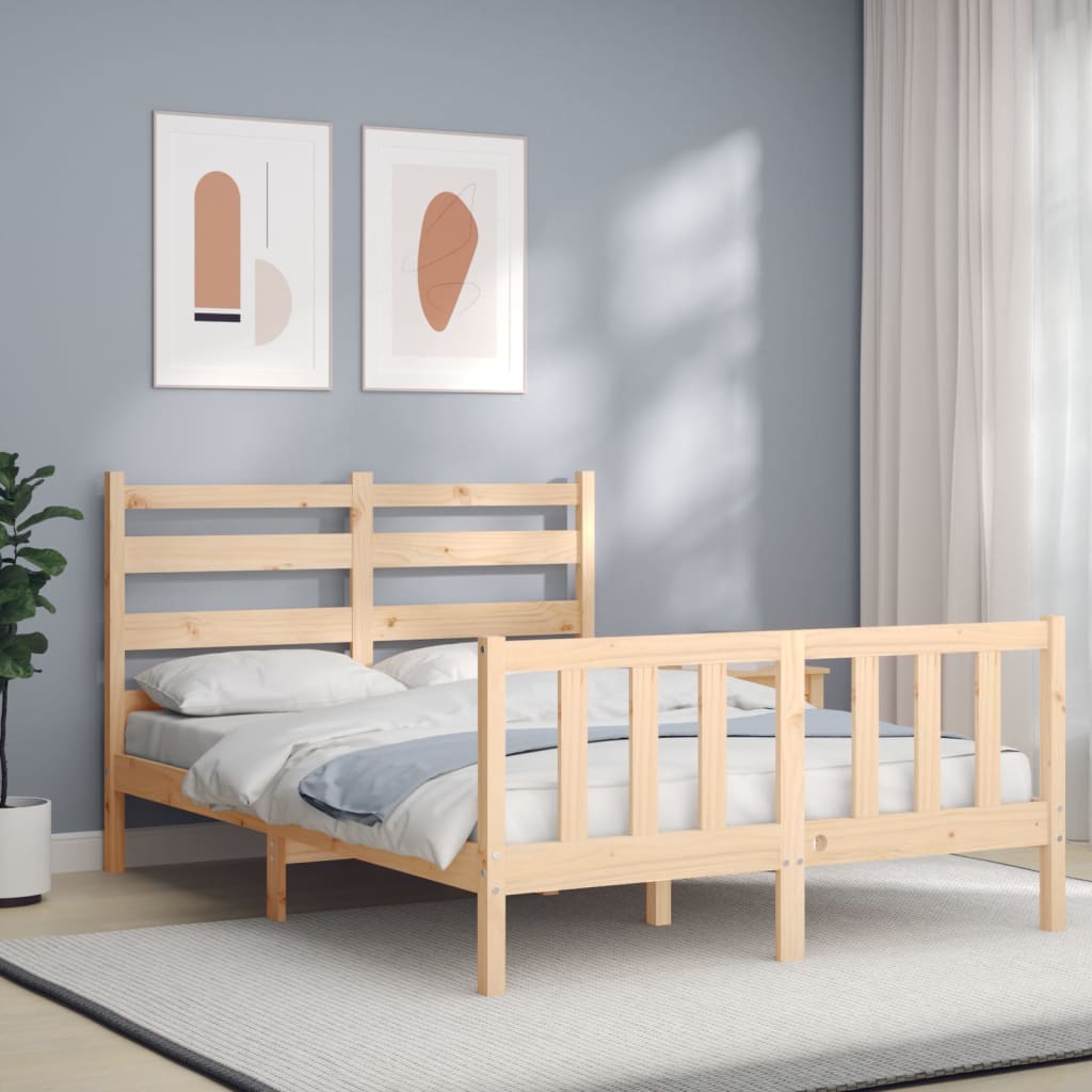 Vetonek Estructura de cama sin colchón madera maciza de pino 140x190 cm