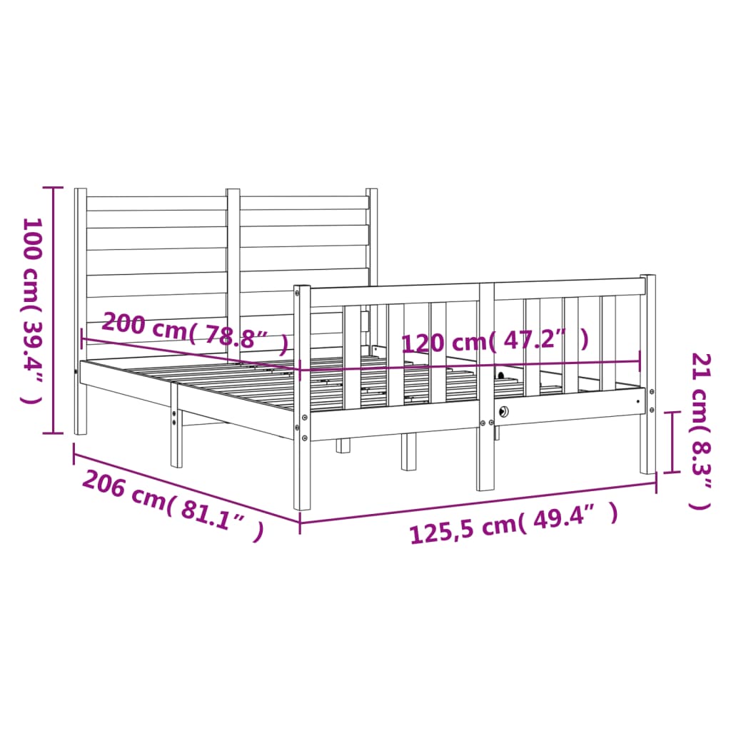 Estructura de cama sin colchón madera de pino blanca 120x200 cm vidaXL