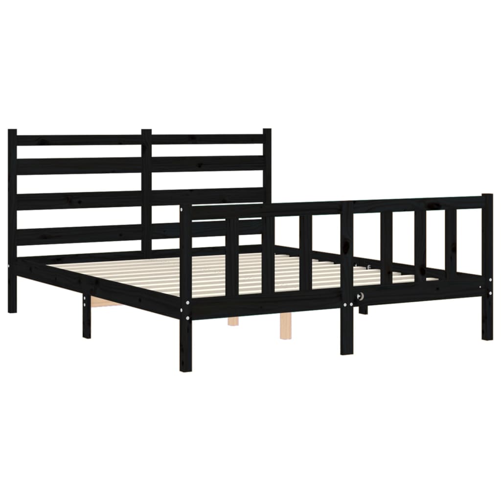 Estructura cama de matrimonio con cabecero madera maciza negro vidaXL