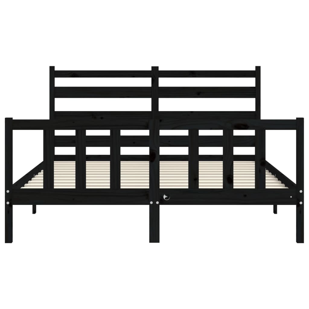 Estructura cama de matrimonio con cabecero madera maciza negro vidaXL