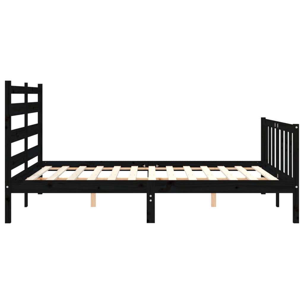 Estructura cama de matrimonio con cabecero madera maciza negro vidaXL