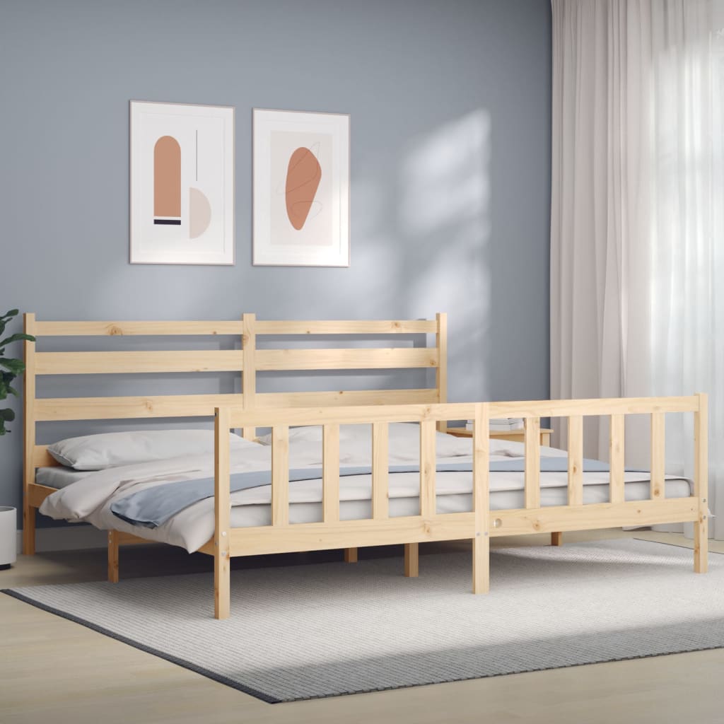 Vetonek Estructura de cama con cabecero madera maciza 180x200 cm