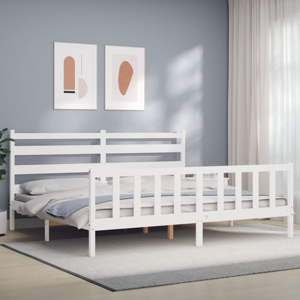 Vetonek Estructura de cama sin colchón madera maciza blanca 200x200 cm