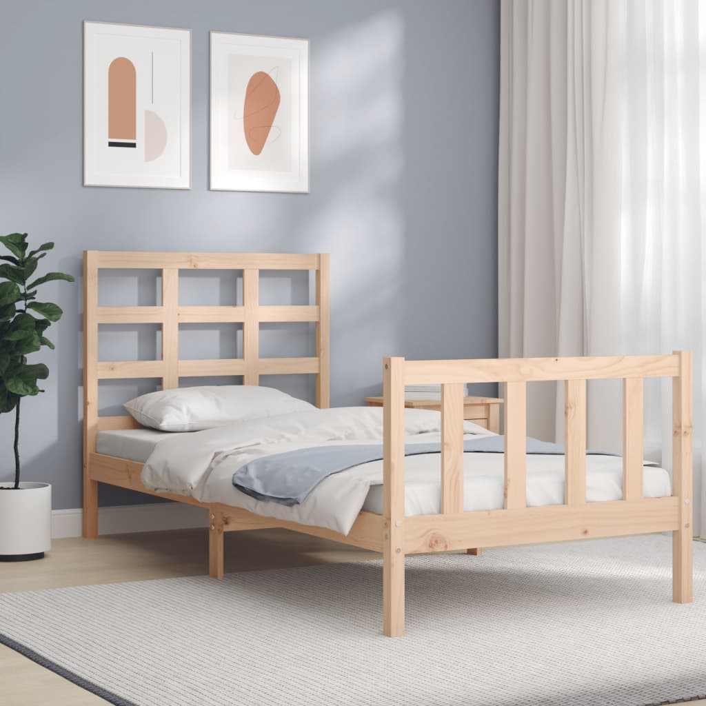 Vetonek Estructura de cama sin colchón madera maciza de pino 90x190 cm