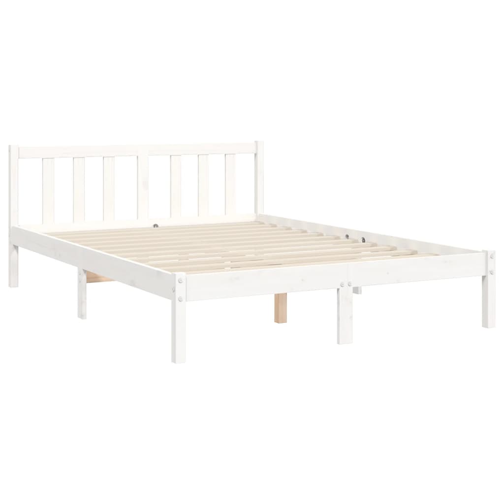 Estructura cama de matrimonio con cabecero madera maciza blanco vidaXL