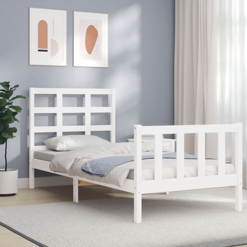 Vetonek Estructura de cama sin colchón madera de pino blanca 90x200 cm