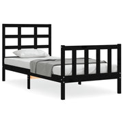 Estrutura de cama com cabeceira de madeira maciça preta 90x200 cm V2608 Vetonek