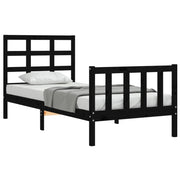 Estrutura de cama com cabeceira de madeira maciça preta 90x200 cm V2608 Vetonek