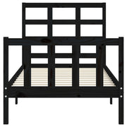 Estrutura de cama com cabeceira de madeira maciça preta 90x200 cm V2608 Vetonek