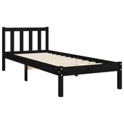 Estrutura de cama com cabeceira de madeira maciça preta 90x200 cm V2608 Vetonek