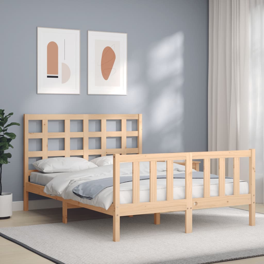 Vetonek Estructura de cama sin colchón madera de pino blanca 140x200 cm