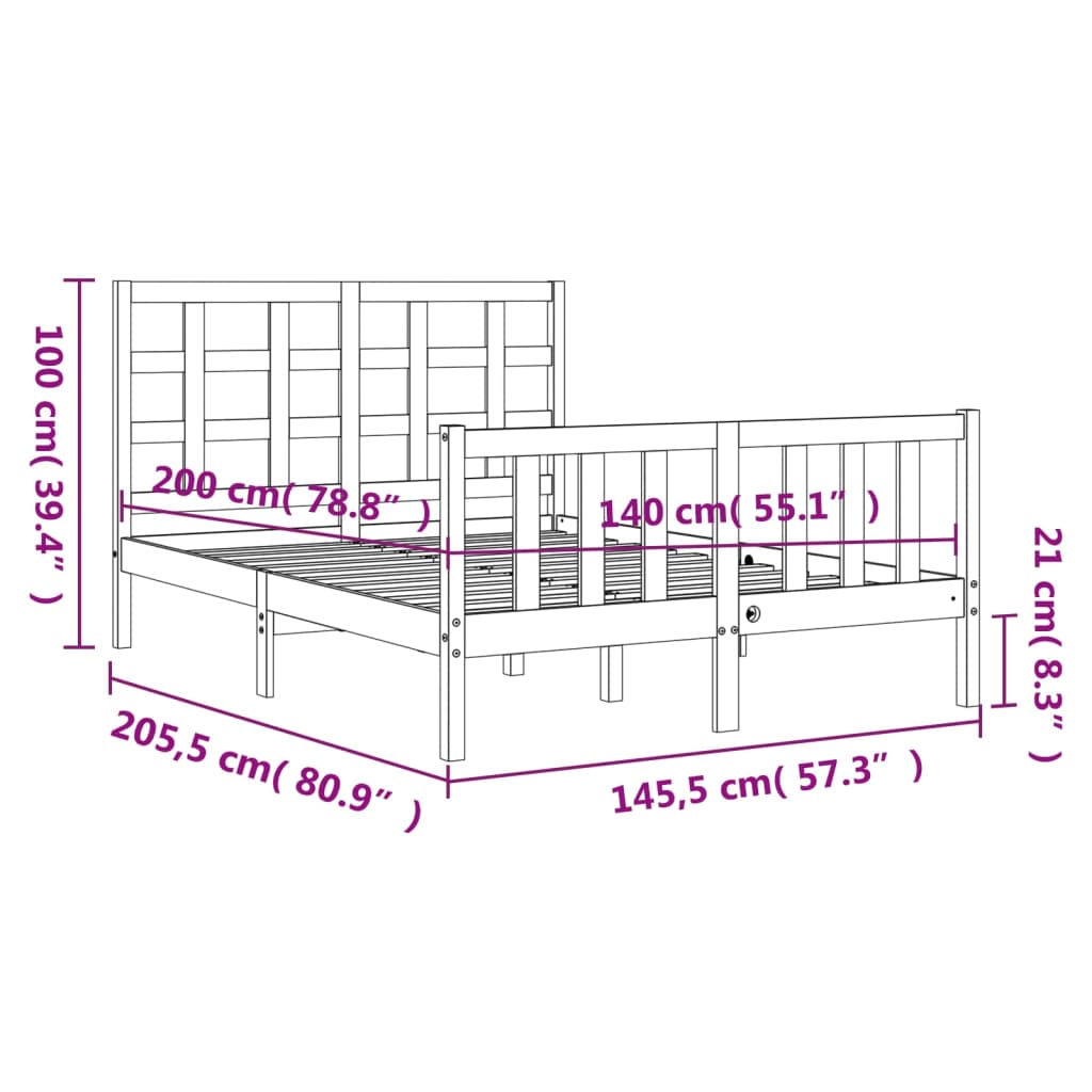 Estructura de cama sin colchón madera de pino blanca 140x200 cm vidaXL