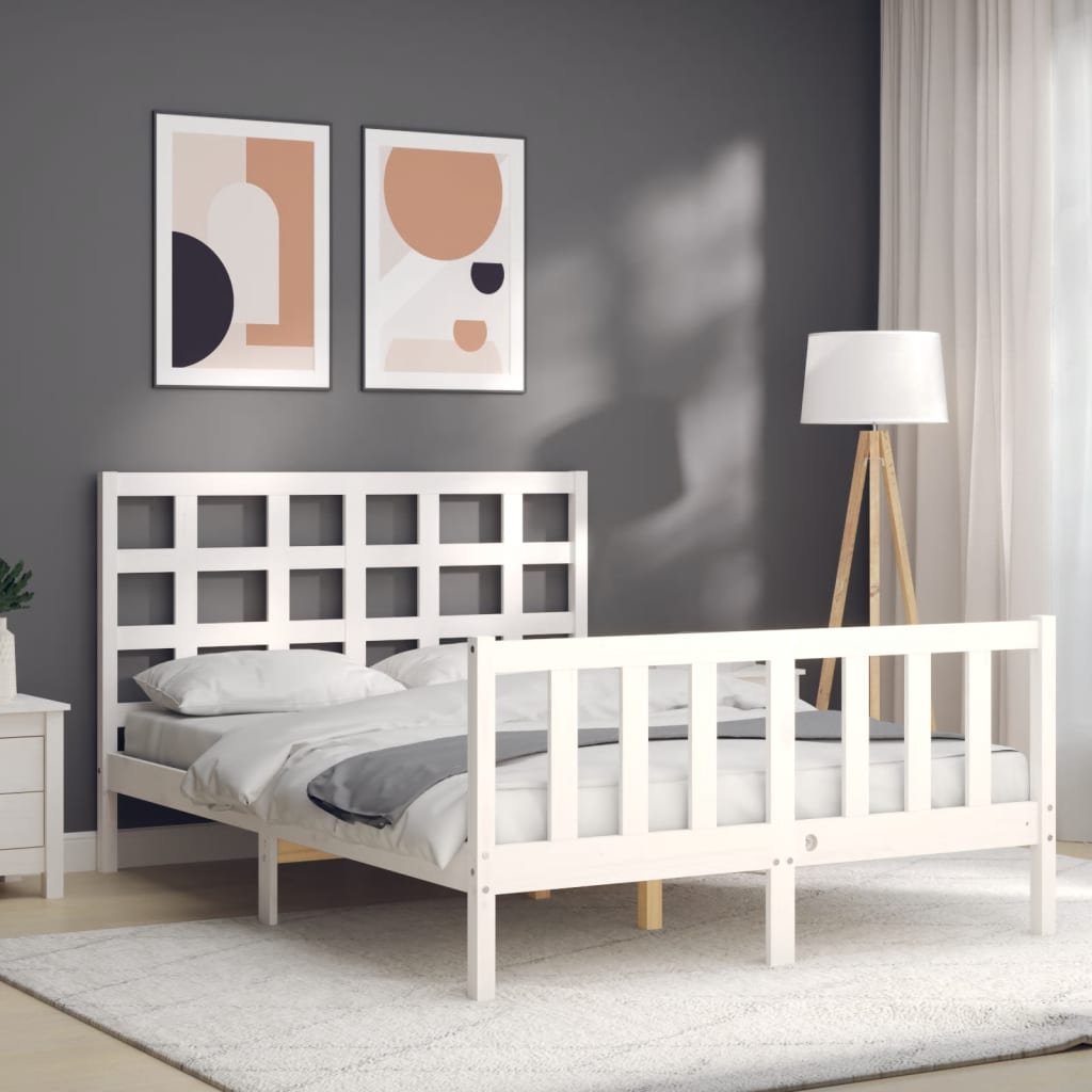 Estructura de cama sin colchón madera de pino blanca 140x200 cm vidaXL