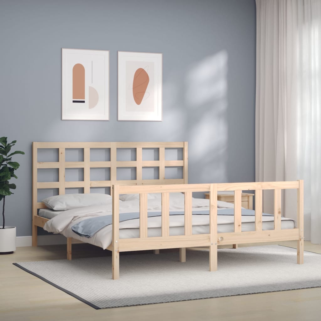 Vetonek Estructura de cama sin colchón madera maciza de pino 160x200 cm