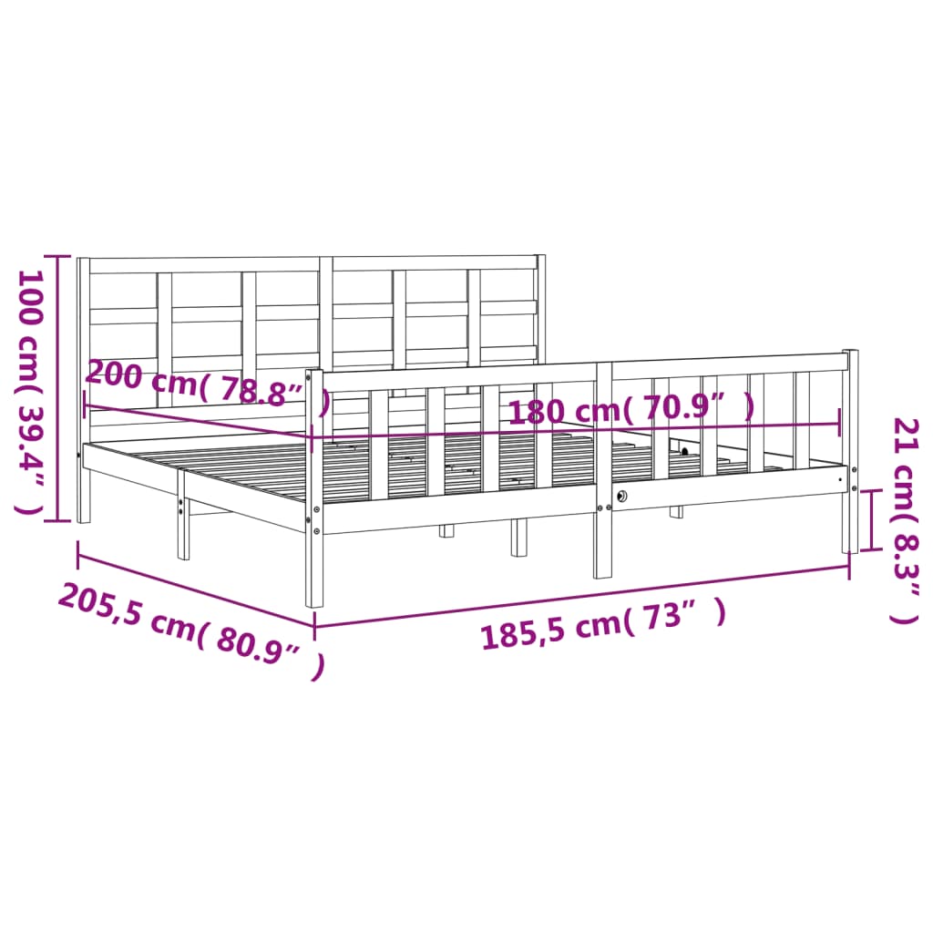 Estructura de cama con cabecero madera maciza 180x200 cm vidaXL