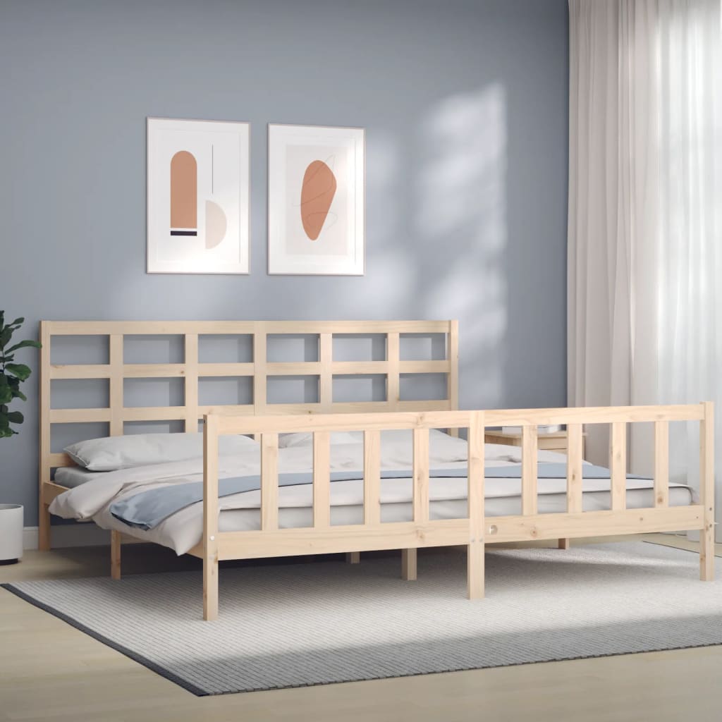 Vetonek Estructura de cama con cabecero madera maciza 180x200 cm