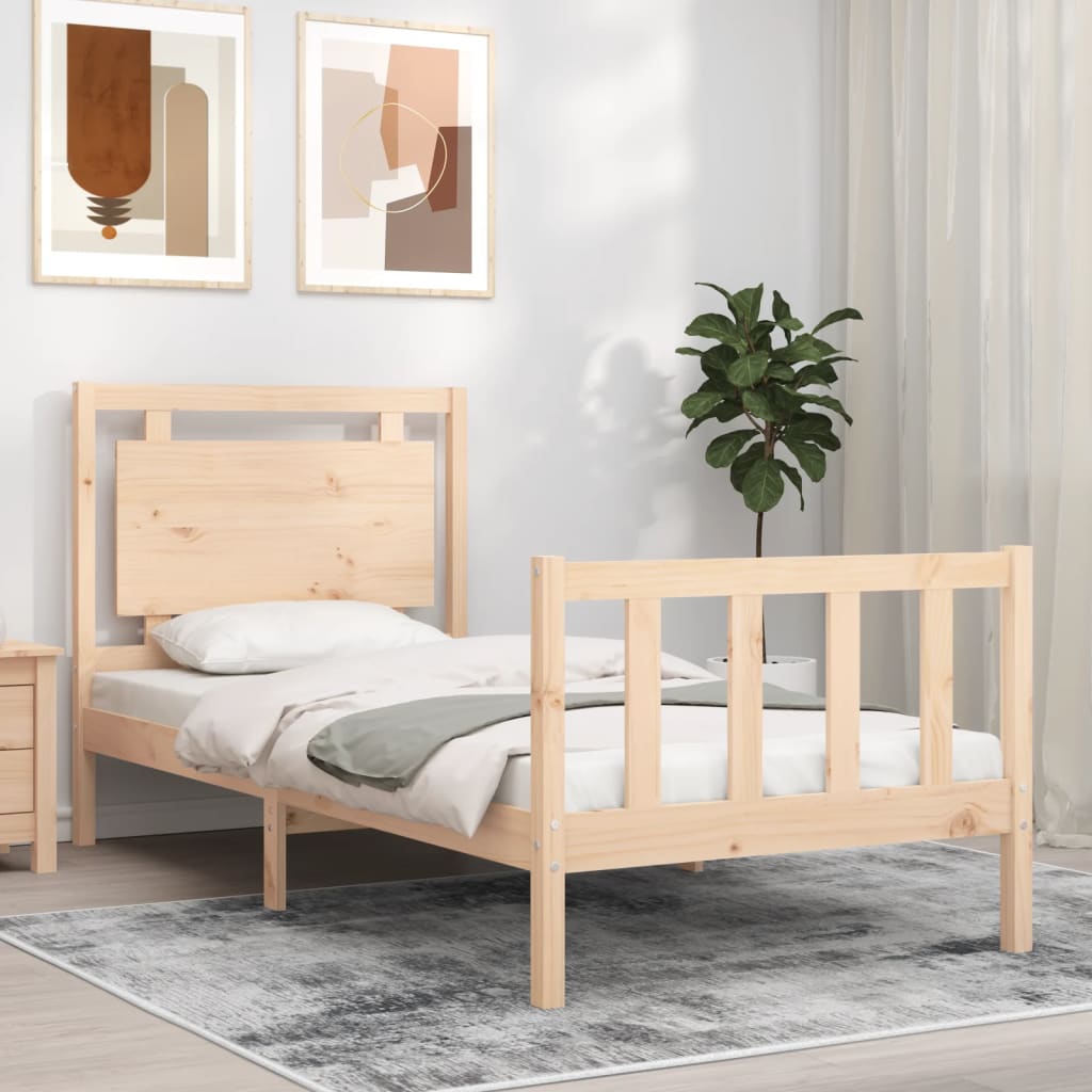 Vetonek Estructura de cama sin colchón madera maciza de pino 90x190 cm