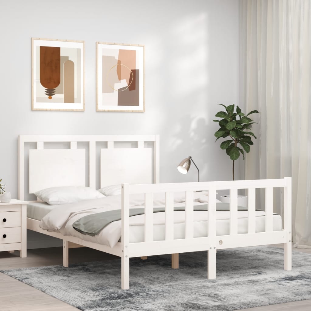 Vetonek Estructura de cama sin colchón madera de pino blanca 140x190 cm