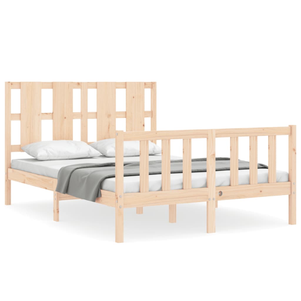 Estructura de cama de matrimonio con cabecero madera maciza vidaXL