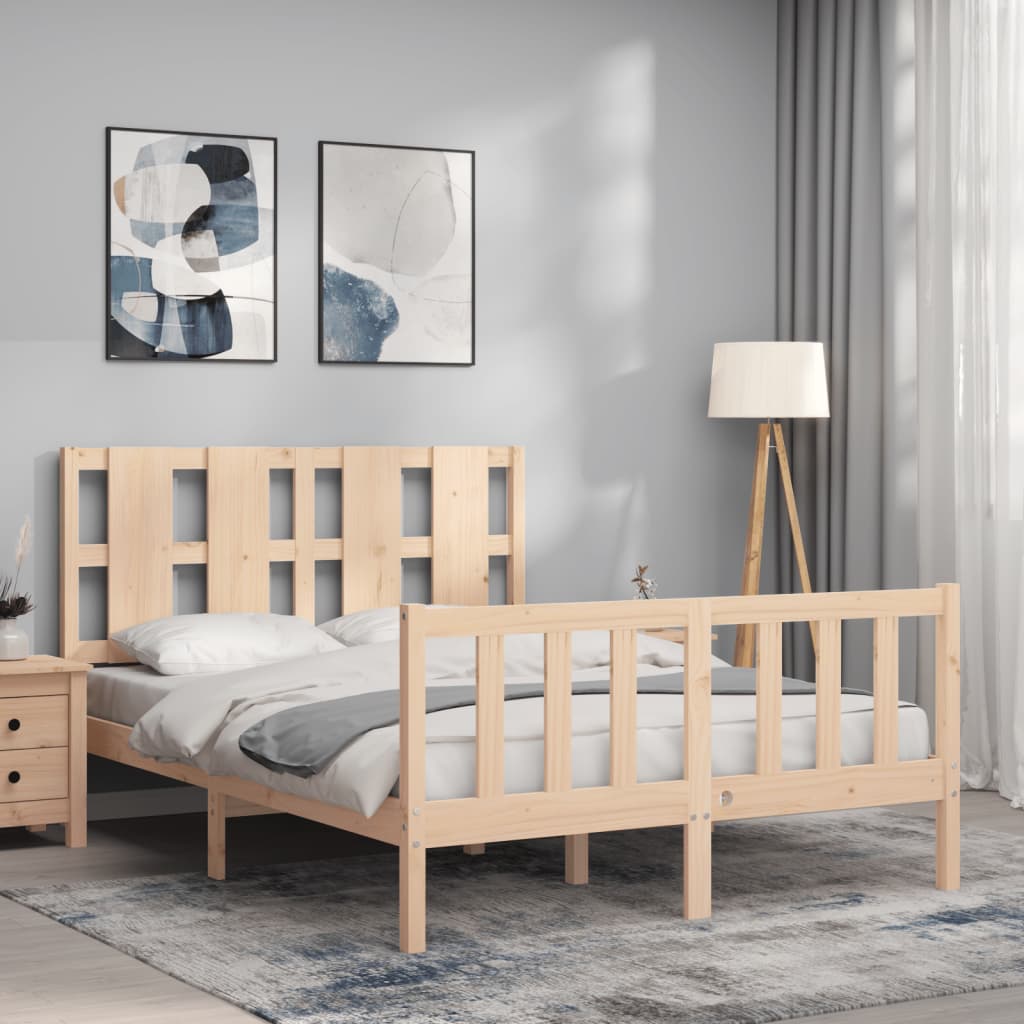 Estructura de cama de matrimonio con cabecero madera maciza vidaXL