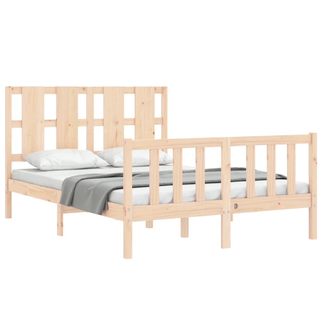 Estructura de cama de matrimonio con cabecero madera maciza vidaXL