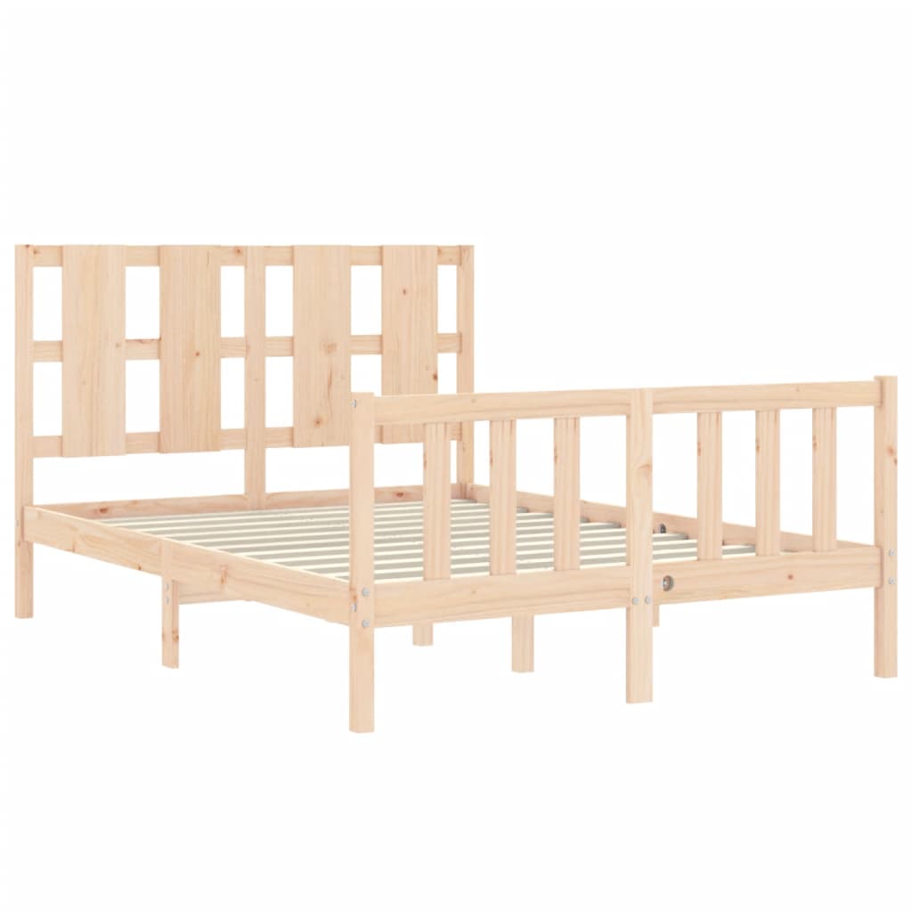 Estructura de cama de matrimonio con cabecero madera maciza vidaXL