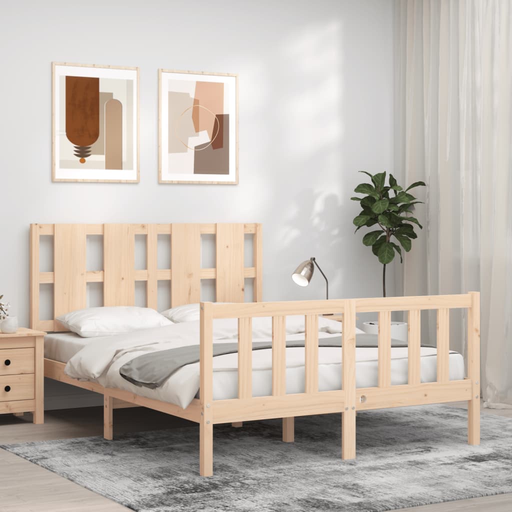 Estructura de cama de matrimonio con cabecero madera maciza vidaXL