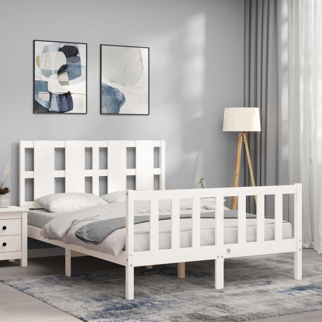 Estructura de cama sin colchón madera de pino blanca 140x190 cm vidaXL