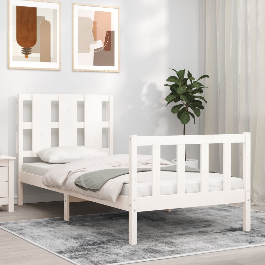 Vetonek Estructura de cama sin colchón madera de pino blanca 90x200 cm