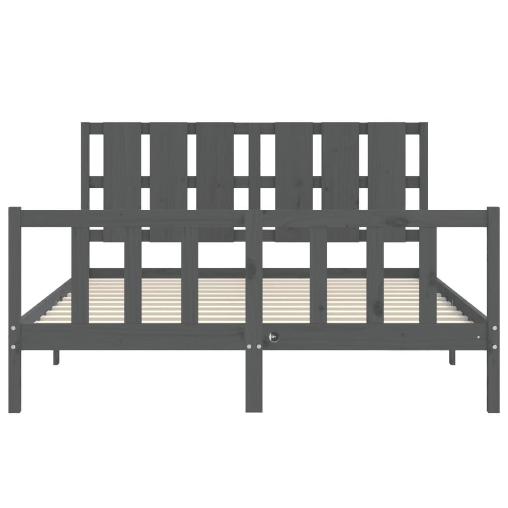 Estructura de cama matrimonio con cabecero madera maciza gris vidaXL