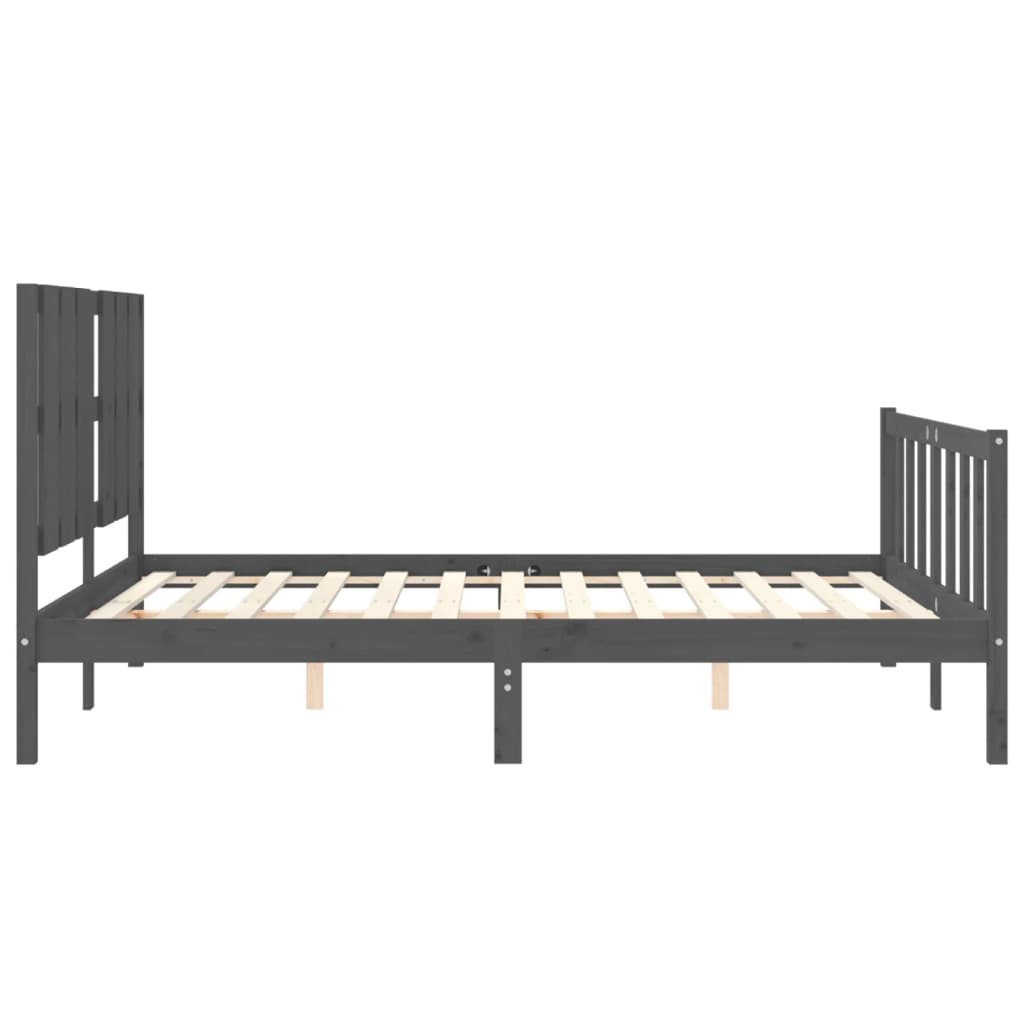 Estructura de cama matrimonio con cabecero madera maciza gris vidaXL