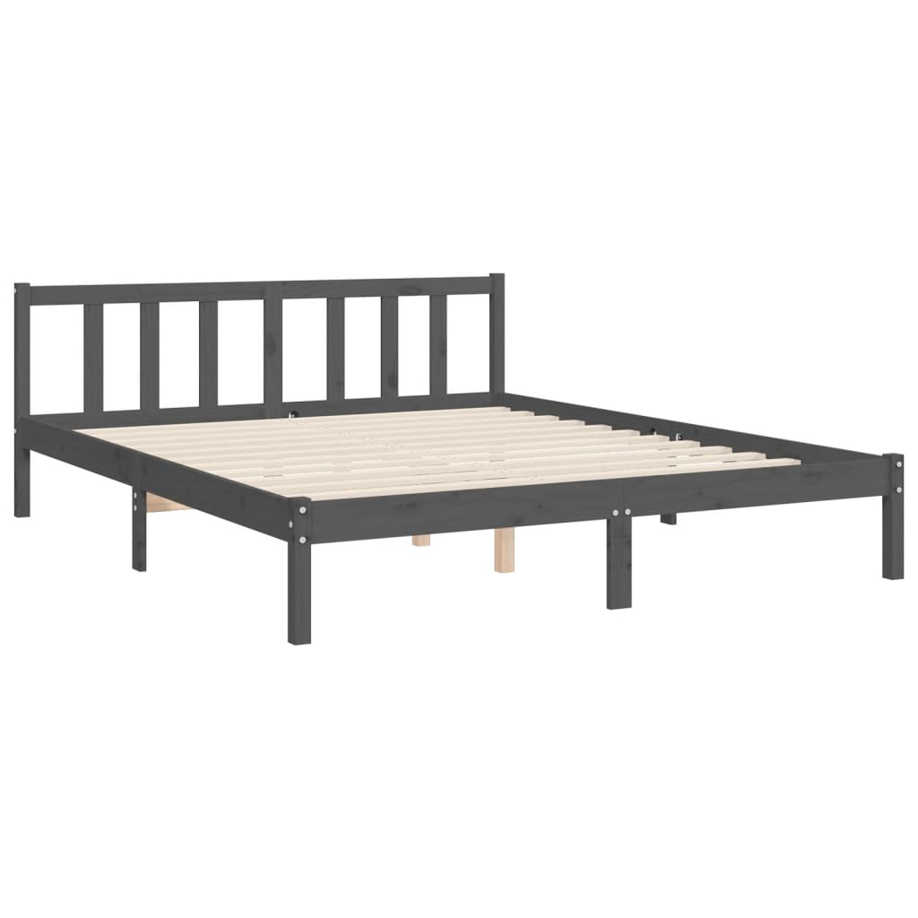 Estructura de cama matrimonio con cabecero madera maciza gris vidaXL