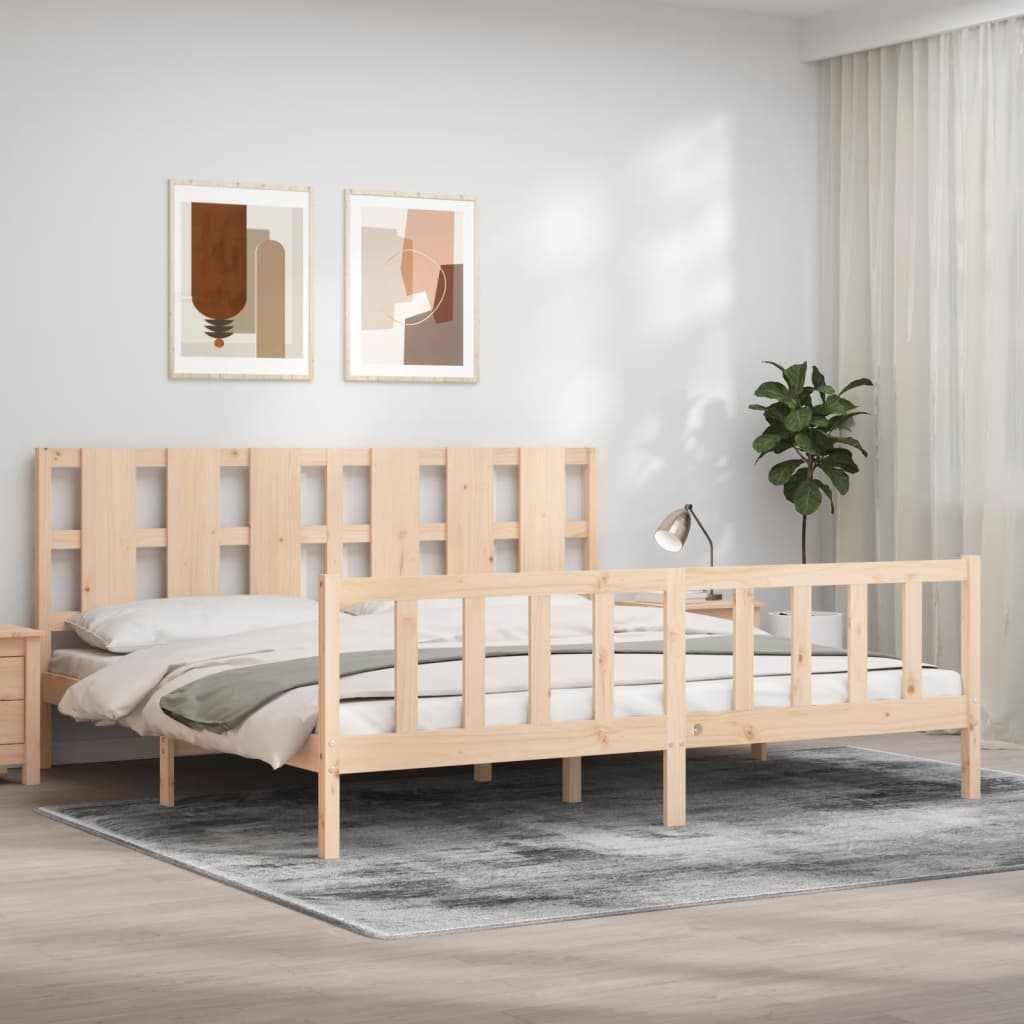 Estructura de cama con cabecero madera maciza 180x200 cm vidaXL